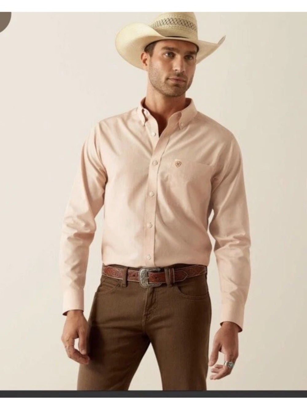 Ariat Shirt Men's Size Large Solid Western Fitted Button Rodeo Cowboy Pocket